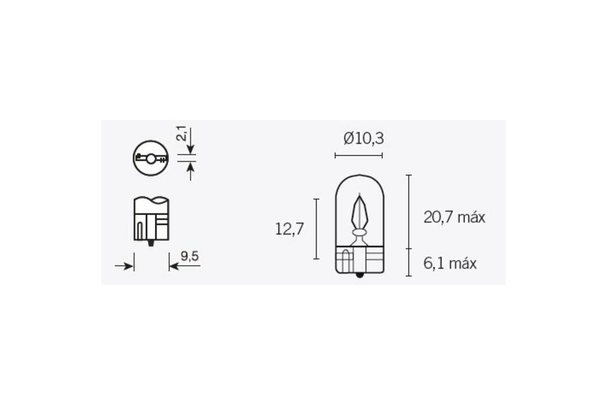 Ampoule TECNIUM T10 12V 3W - x10