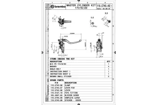 Maître-cylindre de frein BREMBO UPGRADE Pr17 RCS Corsacorta levier long repliable