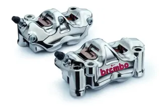 Paire étriers BREMBO UPGRADE GP4RX (usinés CNC nickelé) - 108mm (avec plaquettes)
