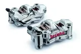 Paire étriers BREMBO UPGRADE GP4RX (usinés CNC nickelé) - 108mm (avec plaquettes)