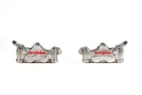 Paire étriers BREMBO UPGRADE GP4RX (usinés CNC nickelé) - 100mm (avec plaquettes)