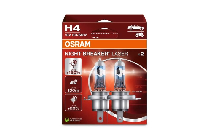 Ampoules OSRAM H4 Night Breaker Laser 12V 60/55W P43t-38 - par paire