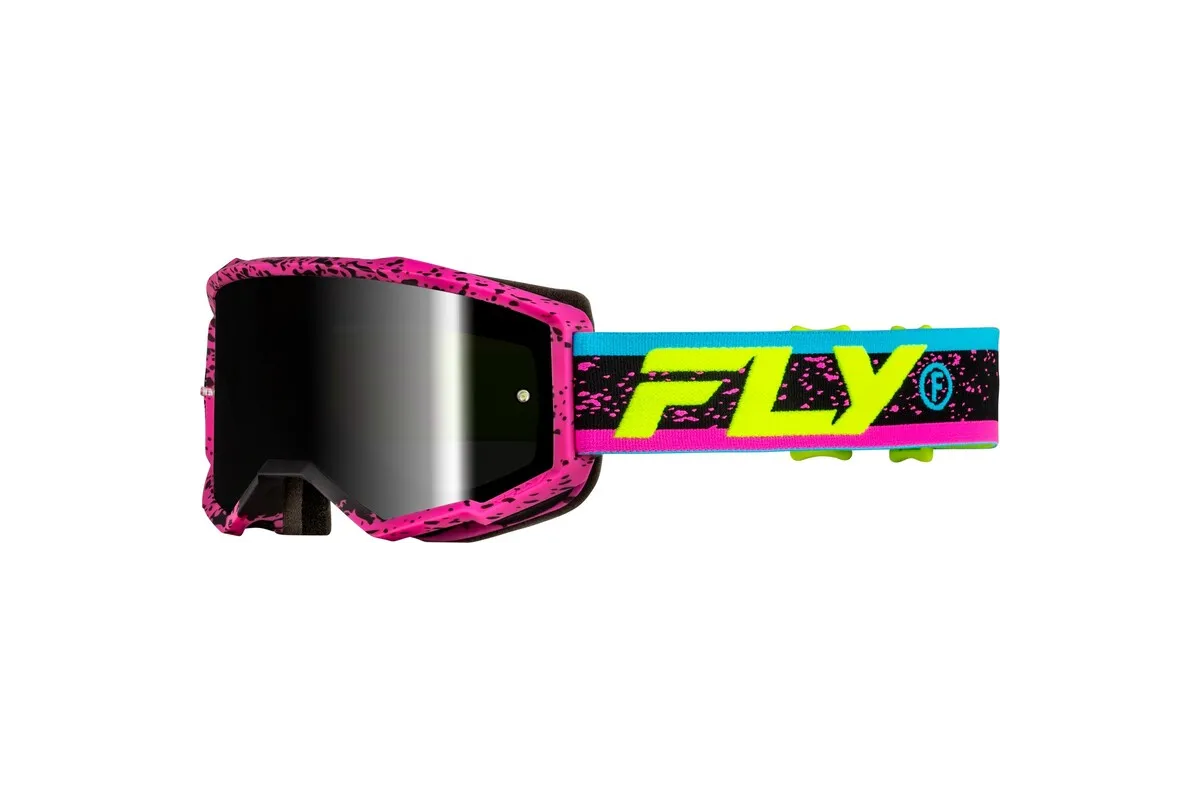 Masque FLY RACING Zone rose/noir - écran noir fumé