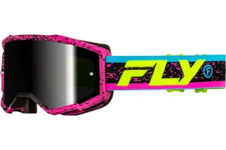 Masque FLY RACING Zone rose/noir - écran noir fumé