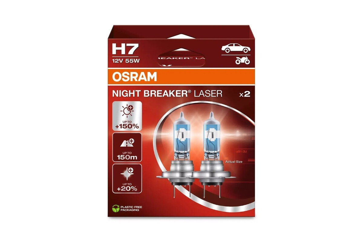 Ampoules OSRAM H7 Night Breaker Laser 12V 55W PX26d - par paire