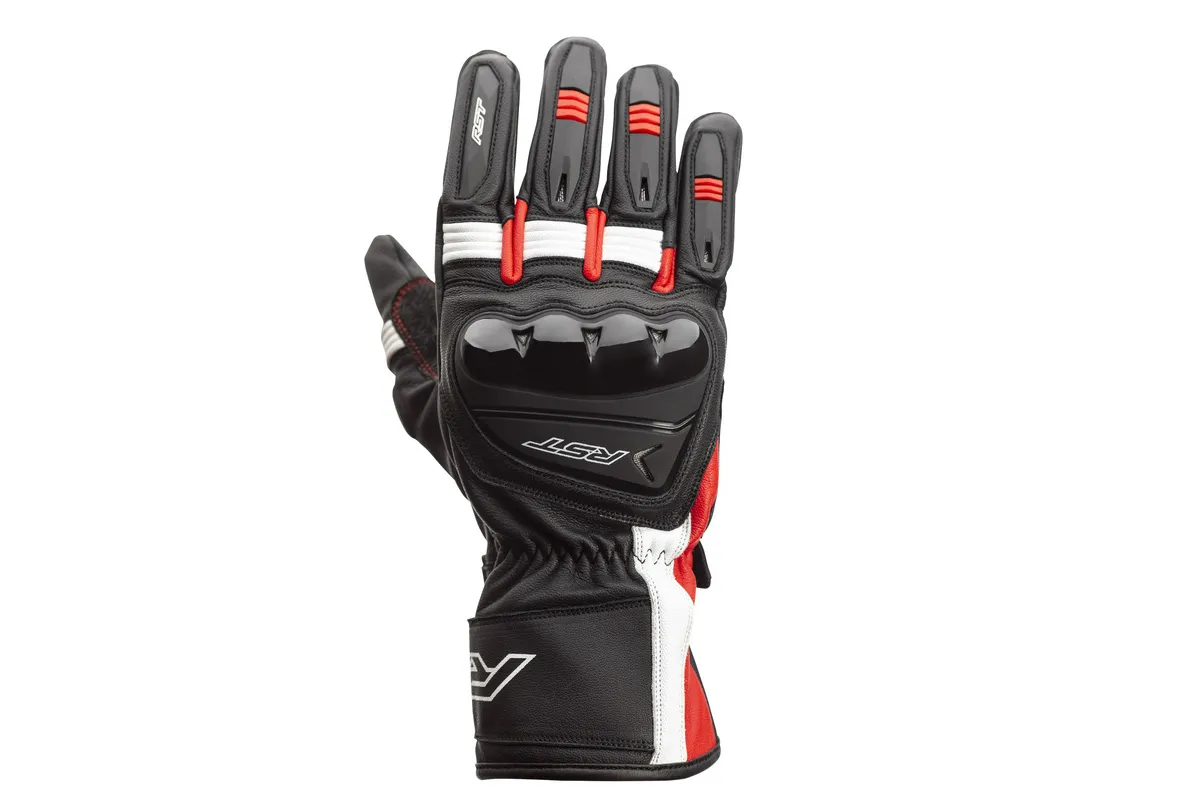 Gants RST Pilot CE cuir - noir/rouge/blanc