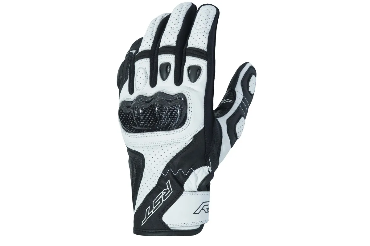 Gants RST Stunt 3 CE cuir/textile - blanc