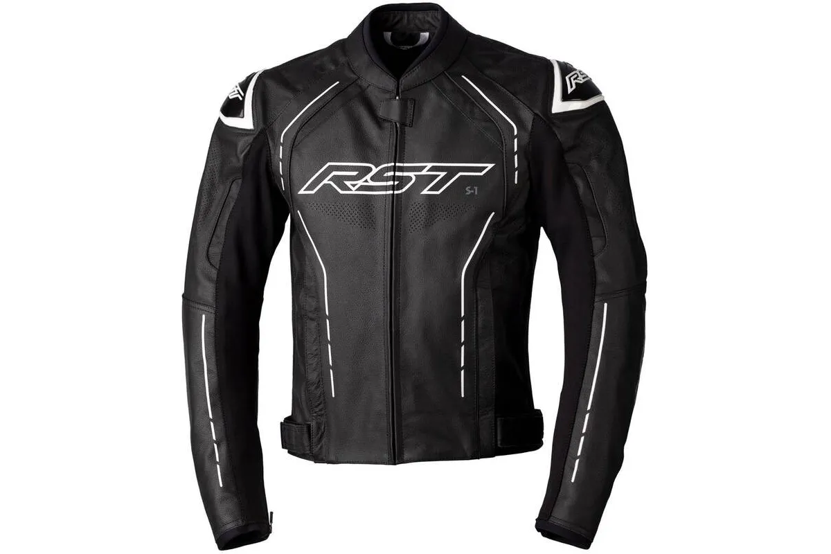 Veste RST S1 CE cuir - noir/noir/blanc