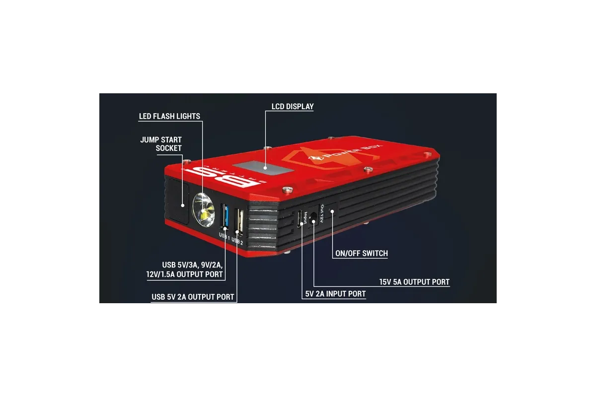 Booster de batterie BS BATTERY Power Box PB-02 avec chargeur USB