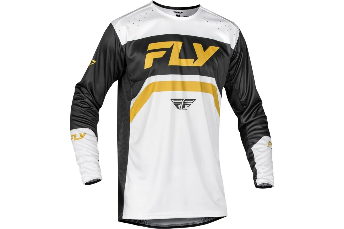 Maillot vélo FLY RACING Rayce - blanc/noir/or