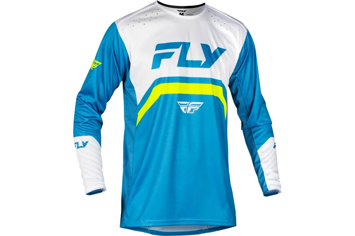 Maillot vélo enfant FLY RACING Rayce - bleu/blanc/vert citron