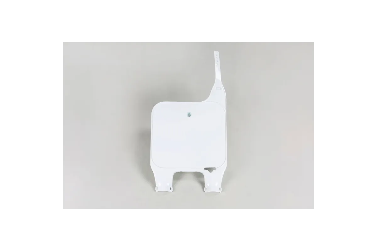 Plaque numéro frontale UFO fourche inversée blanc Honda CR125R/250R Plaque numéro frontale UFO fourche inversée blanc Honda CR125R/250R