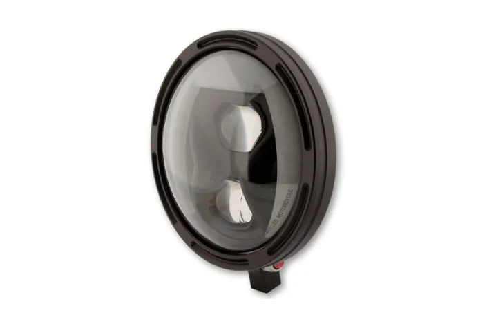 HIGHSIDER pro 7 inch LED headlight FRAME-R1 TYPE 8, black, smoked reflector, bottom mount