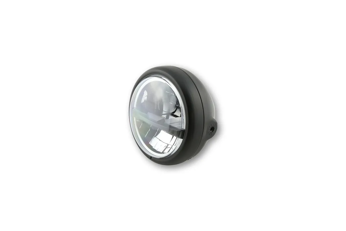 HIGHSIDER pro 5 3/4 inch LED headlight PECOS TYPE 5, matt black, black lens, side mount