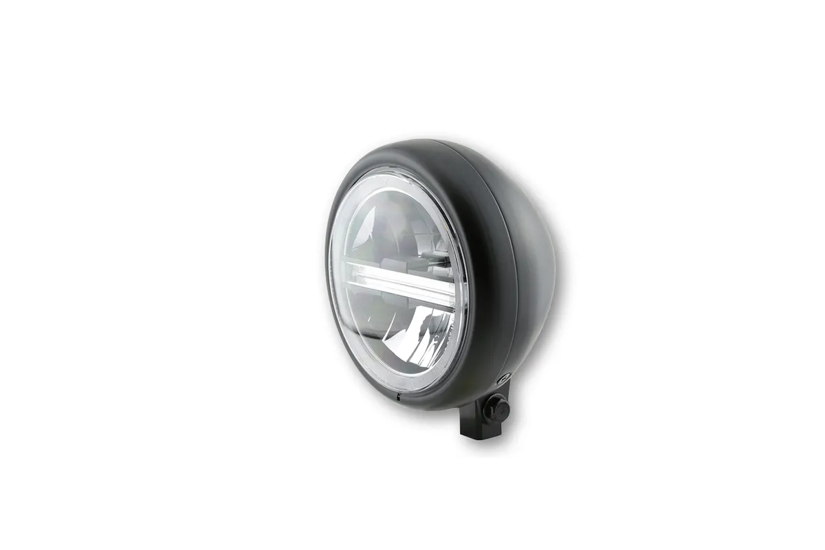 HIGHSIDER pro 5 3/4 inch LED headlight PECOS TYPE 6, matt black, with TFL, bottom mount