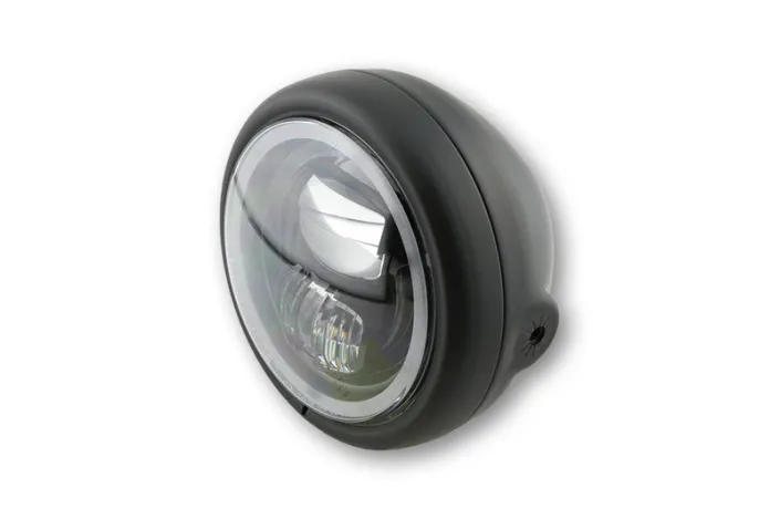 HIGHSIDER pro 5 3/4 inch LED headlight PECOS TYPE 7, matt black, with parking light ring, side mount