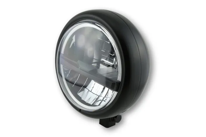 HIGHSIDER pro 5 3/4 inch LED headlight PECOS TYPE 5, matt black, black lens, bottom mount