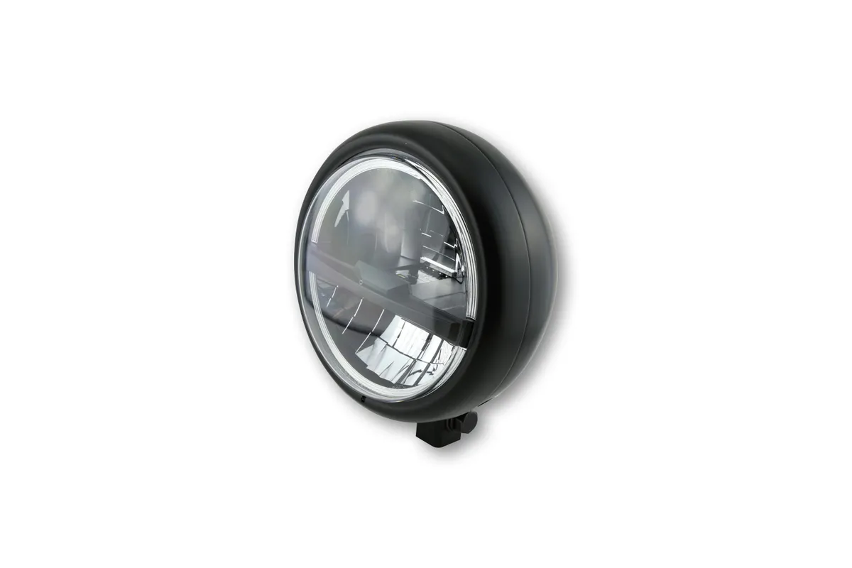 HIGHSIDER pro 5 3/4 inch LED headlight PECOS TYPE 5, matt black, black lens, bottom mount