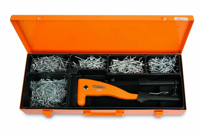 Pince à riveter BETA TOOLS avec assortiment de 700 rivets en aluminium