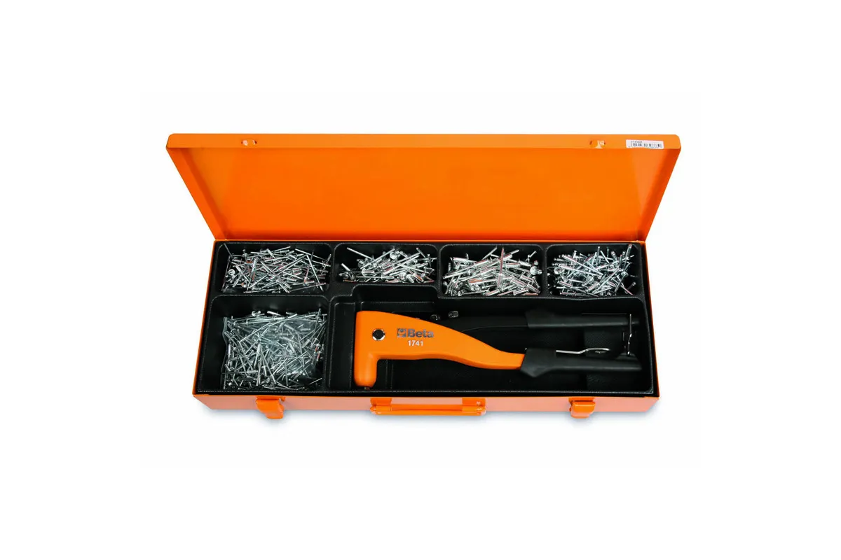 Pince à riveter BETA TOOLS avec assortiment de 700 rivets en aluminium