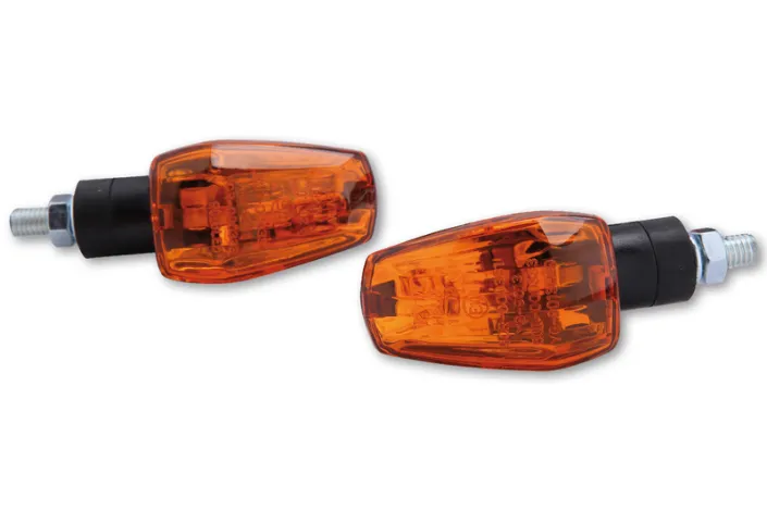 HIGHSIDER smart IMOLA 1 Mini Indicator, Black, Yellow Lens, E-Approved, Short Arm, (Pair)