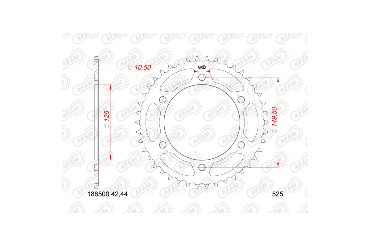 Couronne AFAM 46 dents acier pas 525 type 188500