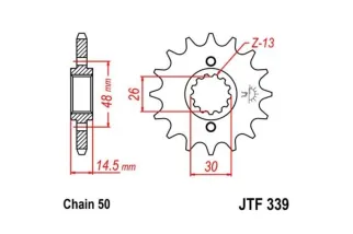 Pignon JT SPROCKETS acier anti-bruit 339 - 530