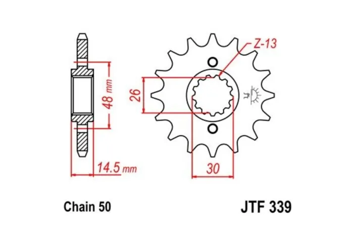 Pignon JT SPROCKETS acier anti-bruit 339 - 530