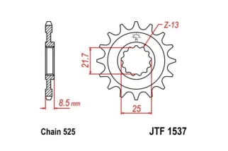 Pignon JT SPROCKETS acier anti-bruit 1537 - 525