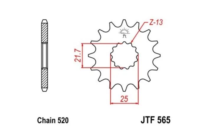 Pignon JT SPROCKETS acier anti-bruit 565 - 520