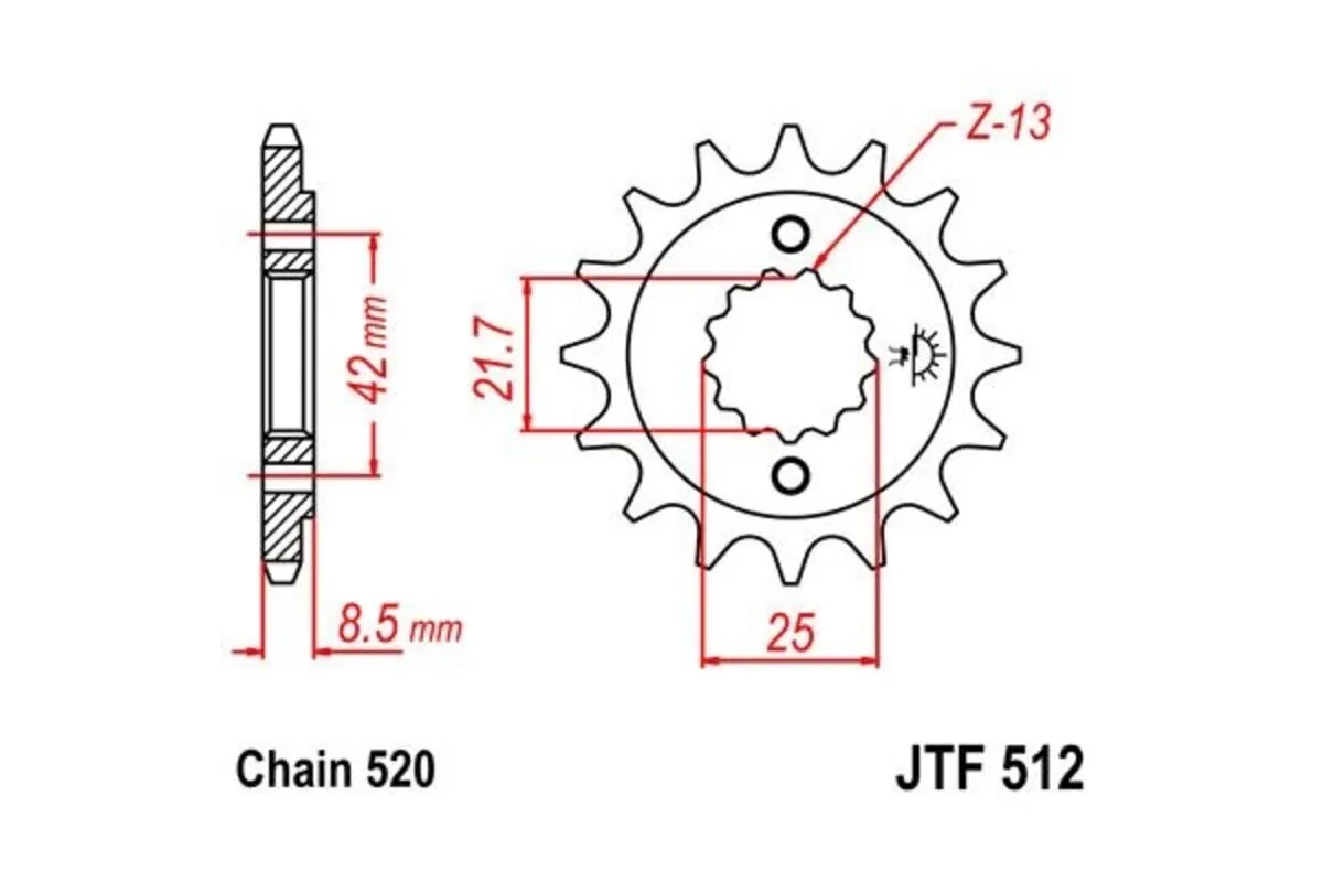 Pignon JT SPROCKETS acier anti-bruit 512 - 520