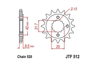 Pignon JT SPROCKETS acier anti-bruit 512 - 520