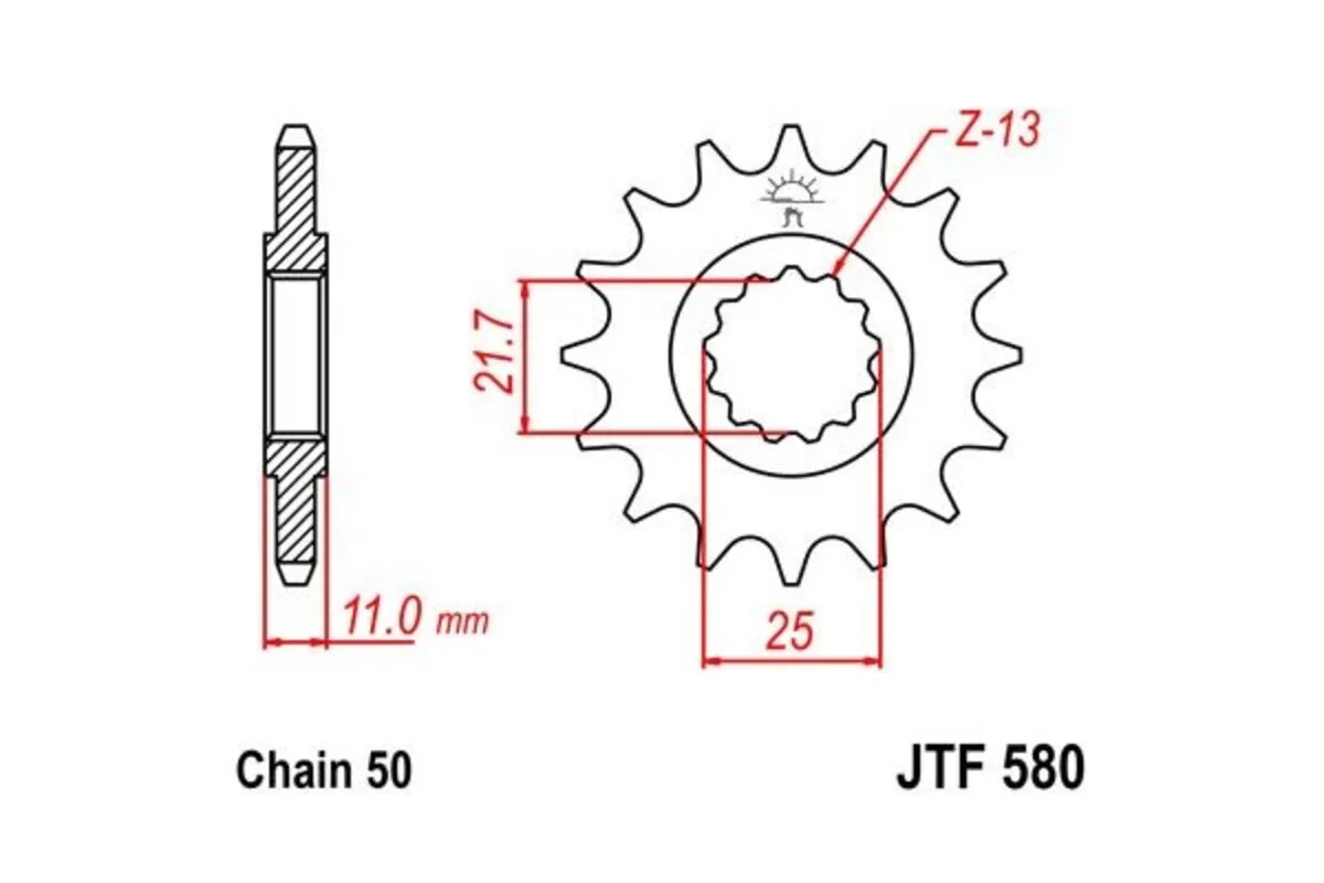 Pignon JT SPROCKETS acier anti-bruit 580 - 530