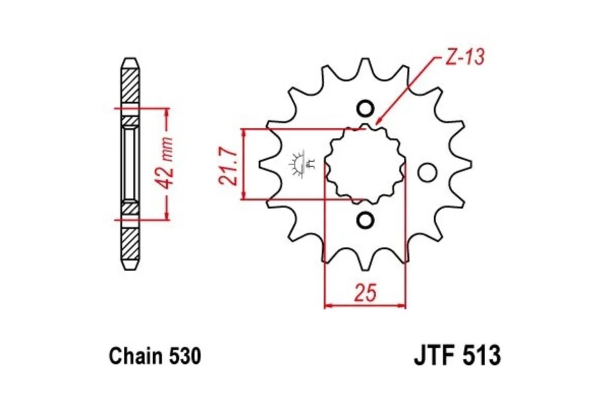 Pignon JT SPROCKETS acier anti-bruit 513 - 530