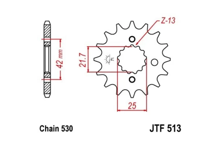Pignon JT SPROCKETS acier anti-bruit 513 - 530