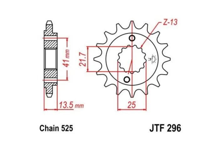 Pignon JT SPROCKETS acier anti-bruit 296 - 525
