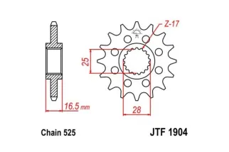 Pignon JT SPROCKETS acier anti-bruit 1904 - 525