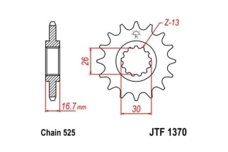 Pignon JT SPROCKETS acier anti-bruit 1370 - 525