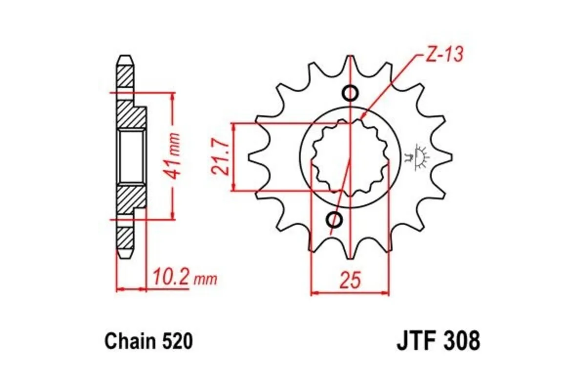 Pignon JT SPROCKETS acier anti-bruit 308 - 520