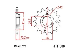 Pignon JT SPROCKETS acier anti-bruit 308 - 520
