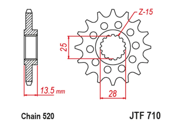 Pignon JT SPROCKETS acier anti-bruit 710 - 520