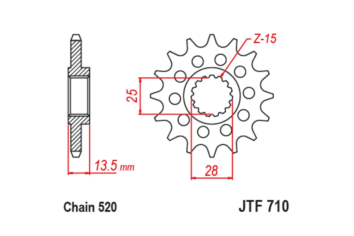 Pignon JT SPROCKETS acier anti-bruit 710 - 520