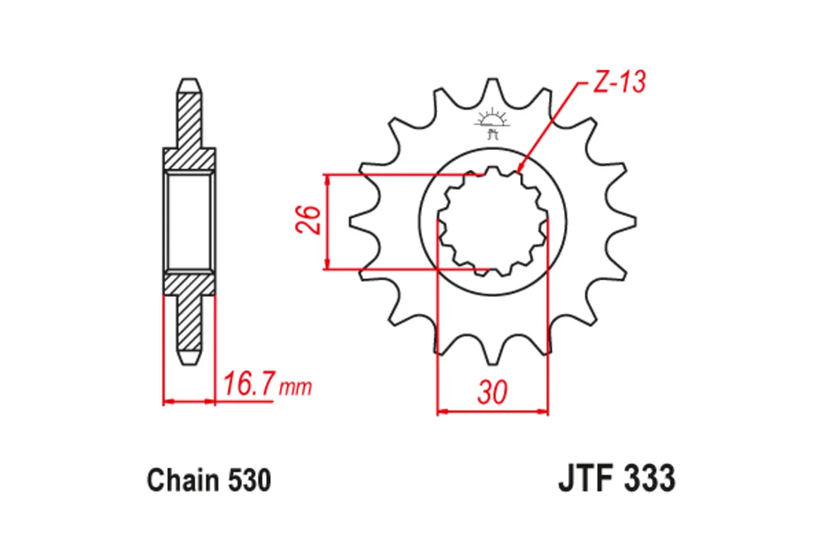 Pignon JT SPROCKETS acier anti-bruit 333 - 530