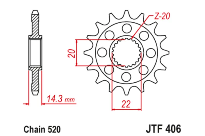 Pignon JT SPROCKETS acier anti-bruit 406 - 520