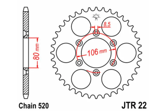 Couronne JT SPROCKETS acier standard 22 - 520