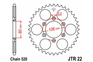 Couronne JT SPROCKETS acier standard 22 - 520