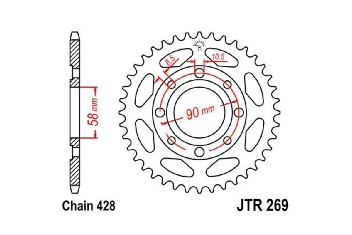 Couronne JT SPROCKETS acier standard 269 - 428