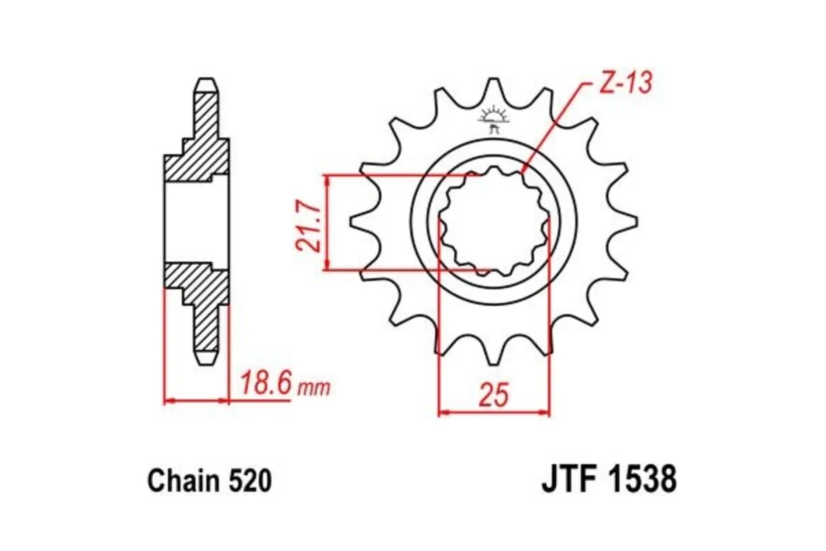 Pignon JT SPROCKETS acier anti-bruit 1538 - 520