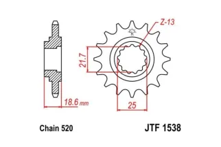 Pignon JT SPROCKETS acier anti-bruit 1538 - 520