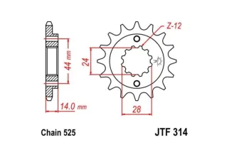Pignon JT SPROCKETS acier anti-bruit 314 - 525